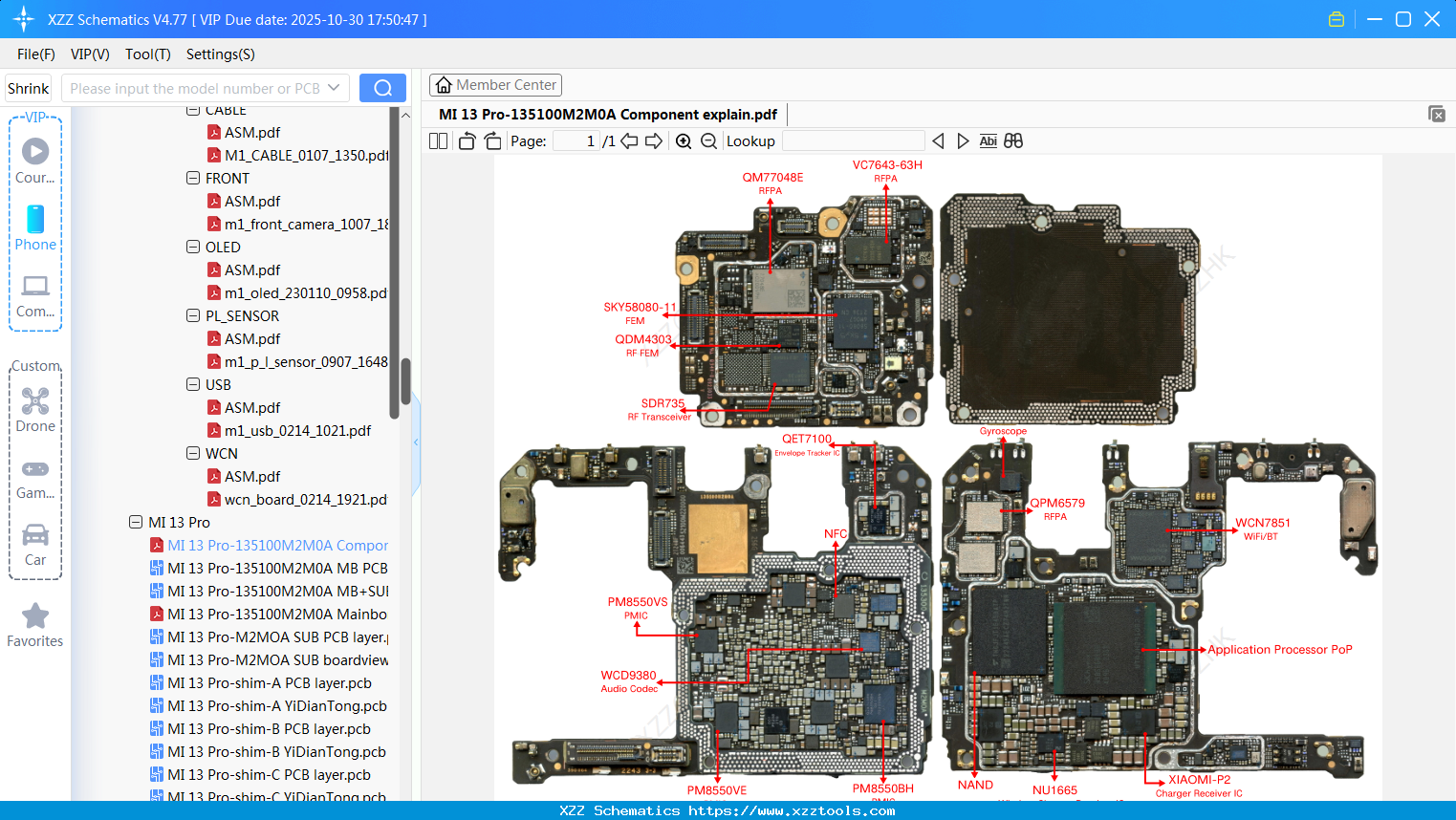 Xiaomi MI 13 Pro-135100M2M0A Component Explain